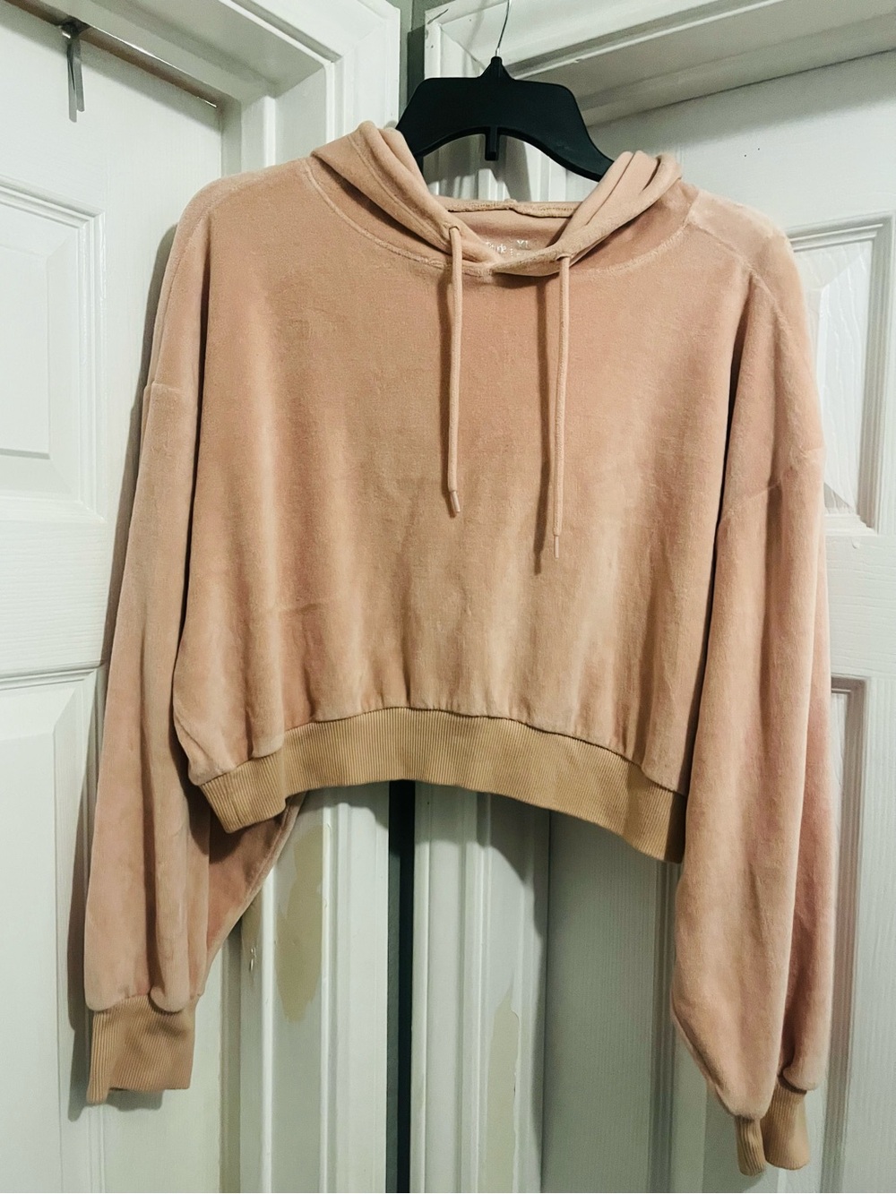 flirtitude Plush Cropped Hoodie in Blush